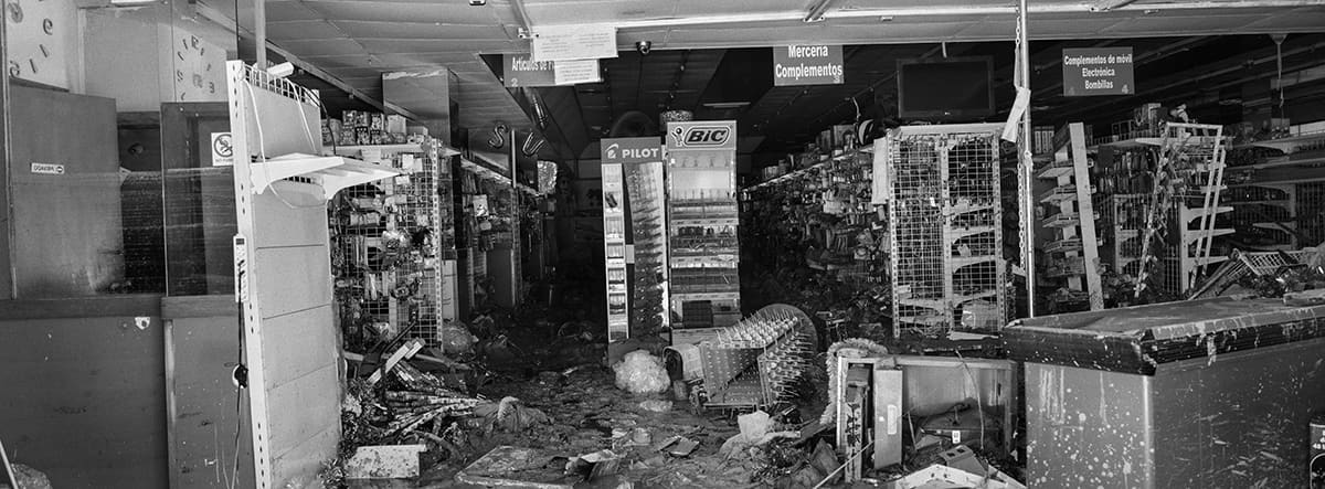 Interior of a flooded supermarket in Paiporta destroyed by the 2024 Valencia DANA flash flood