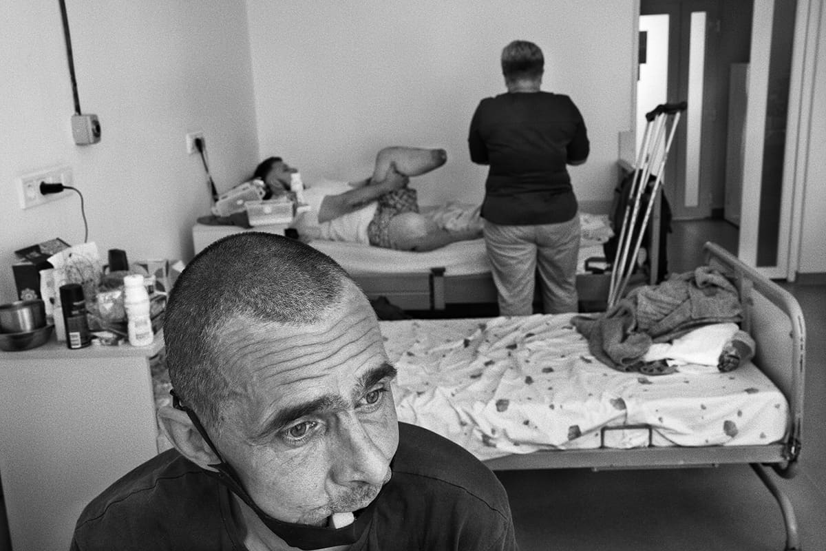 Zahar, wounded in hand-to-hand combat in Bakhmut, recovers at Saint Panteleimon hospital in Lviv.
