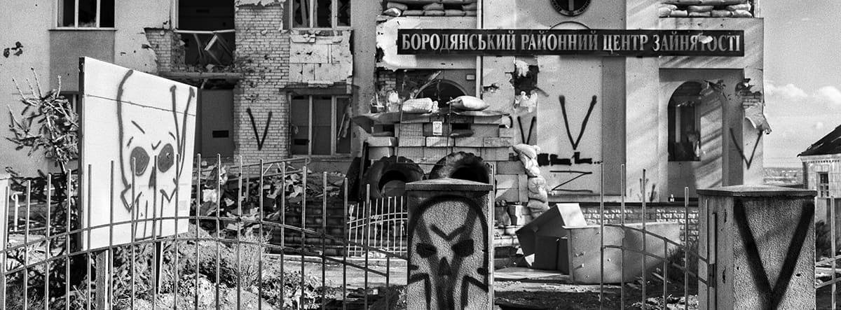 Command post of the Russian invading troops in Borodyanka, abandoned under the pressure of the Ukrainian counter-offensive.