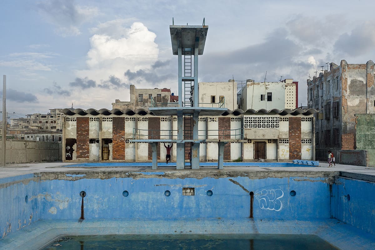 An old swimming pool in Old Havana used by local residents for sport, Cuba.