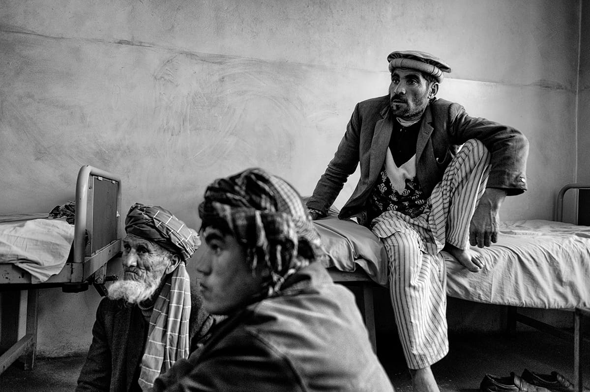 Patients inside the male ward of Kabul's psychiatric unit, January 2009