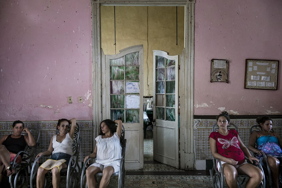 Pregnant women inside a maternity hospital in Trinidad, Cuba.