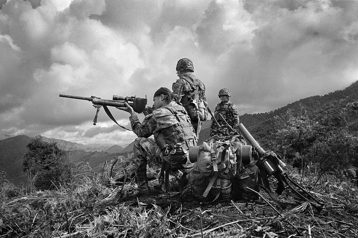 Soldiers of a Colombian Army mobile brigade on operations in former FARC territory of southern Tolima, 2011
