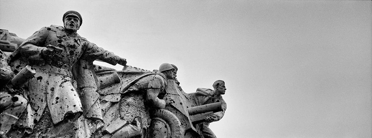 The Savur-Mohyla Soviet war memorial destroyed by fighting between DPR forces and the Ukrainian army in eastern Ukraine.