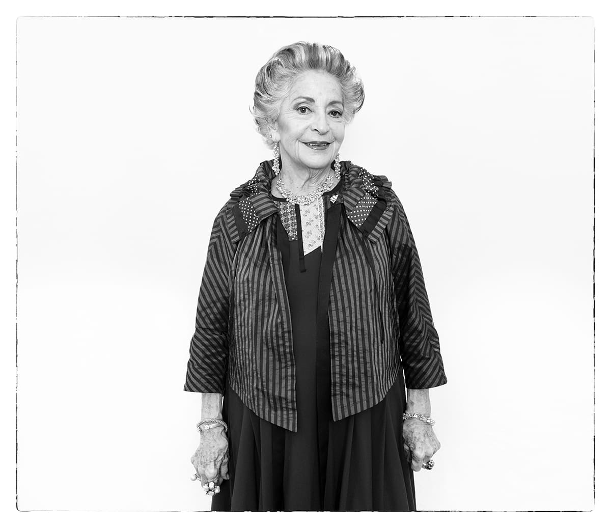 Black and white studio portrait of Teresa Berganza, opera singer, from the series Ñ by Álvaro Ybarra Zavala.